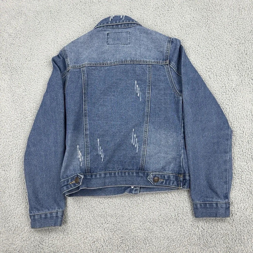 Guess Denim Jacket Youth Medium Blue Long Sleeve Button Up Jean Trucker